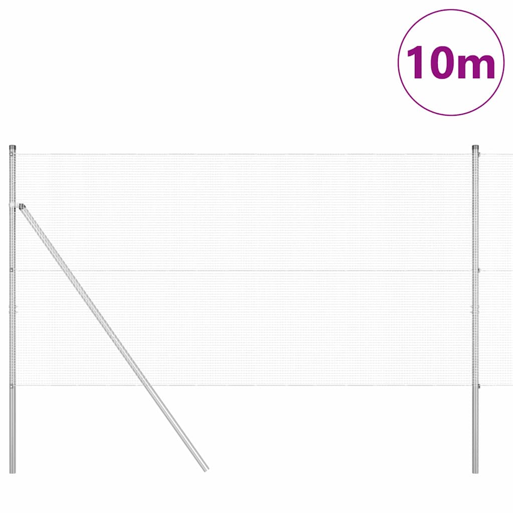 Kerítés oszlopokkal Ezüst 1.4 x 10 m Acél