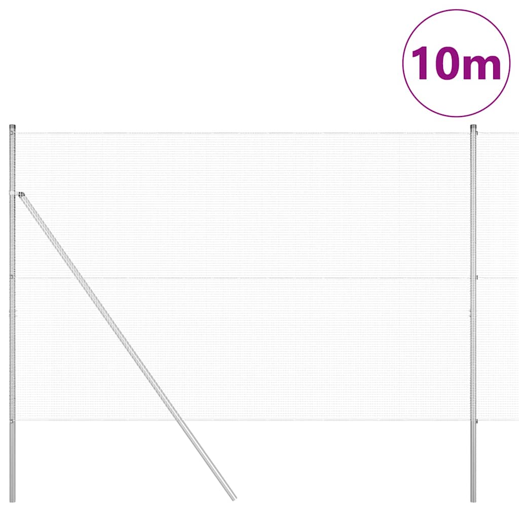 Kerítés oszlopokkal Ezüst 1.5 x 10 m Acél