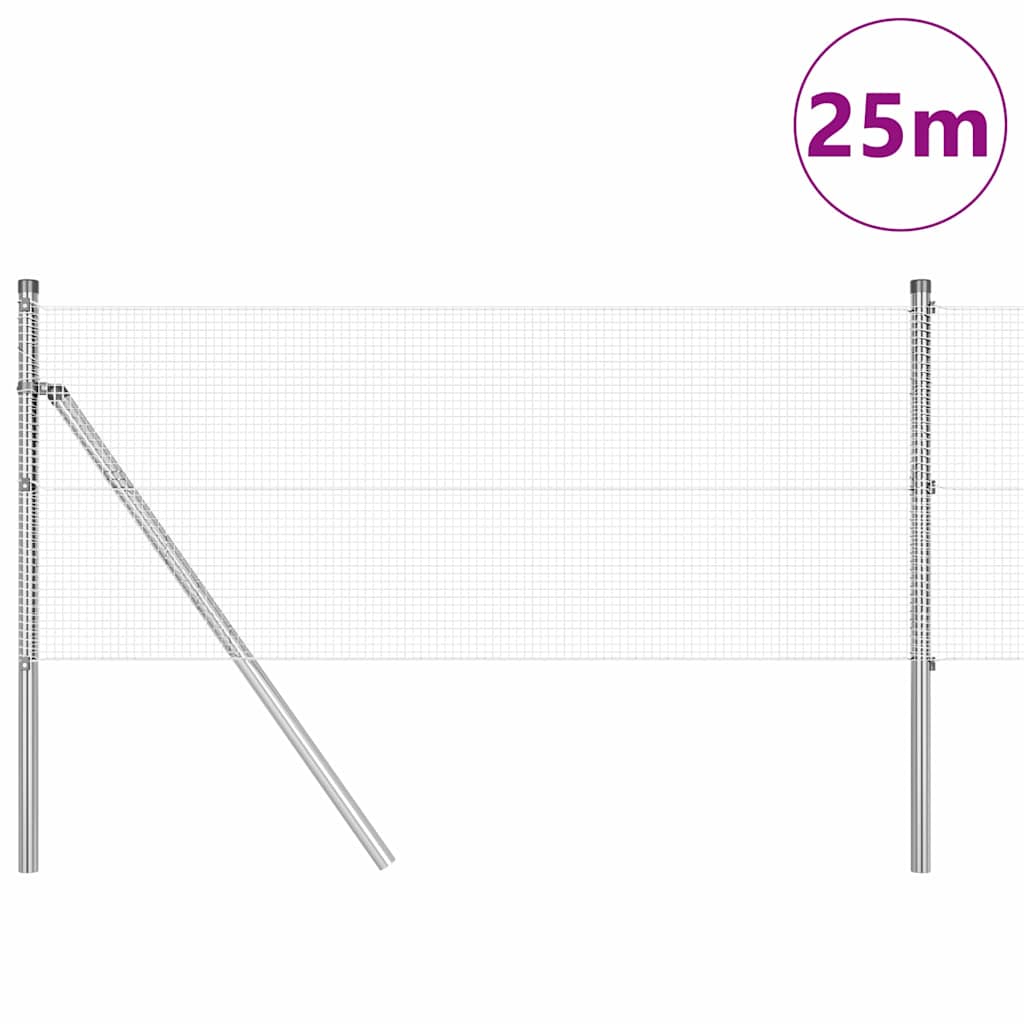 Kerítés oszlopokkal Ezüst 0,4 x 25 m Acél