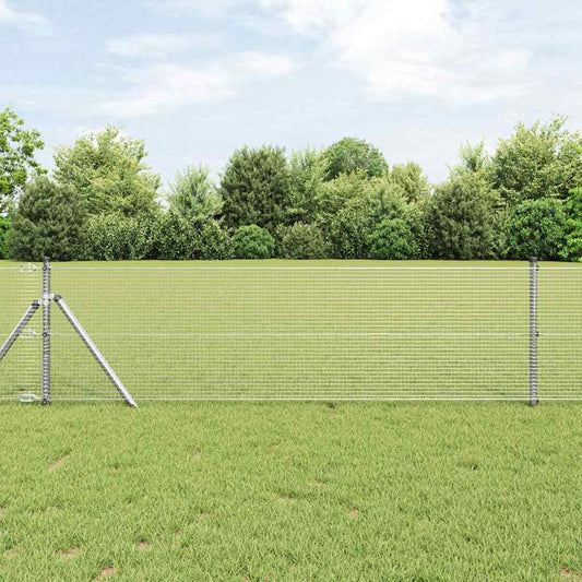 Kerítés oszlopokkal Ezüst 0.8 x 25 m Acél