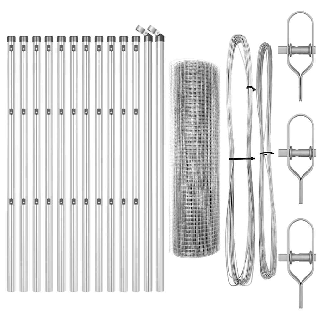 Kerítés oszlopokkal Ezüst 0.8 x 25 m Acél