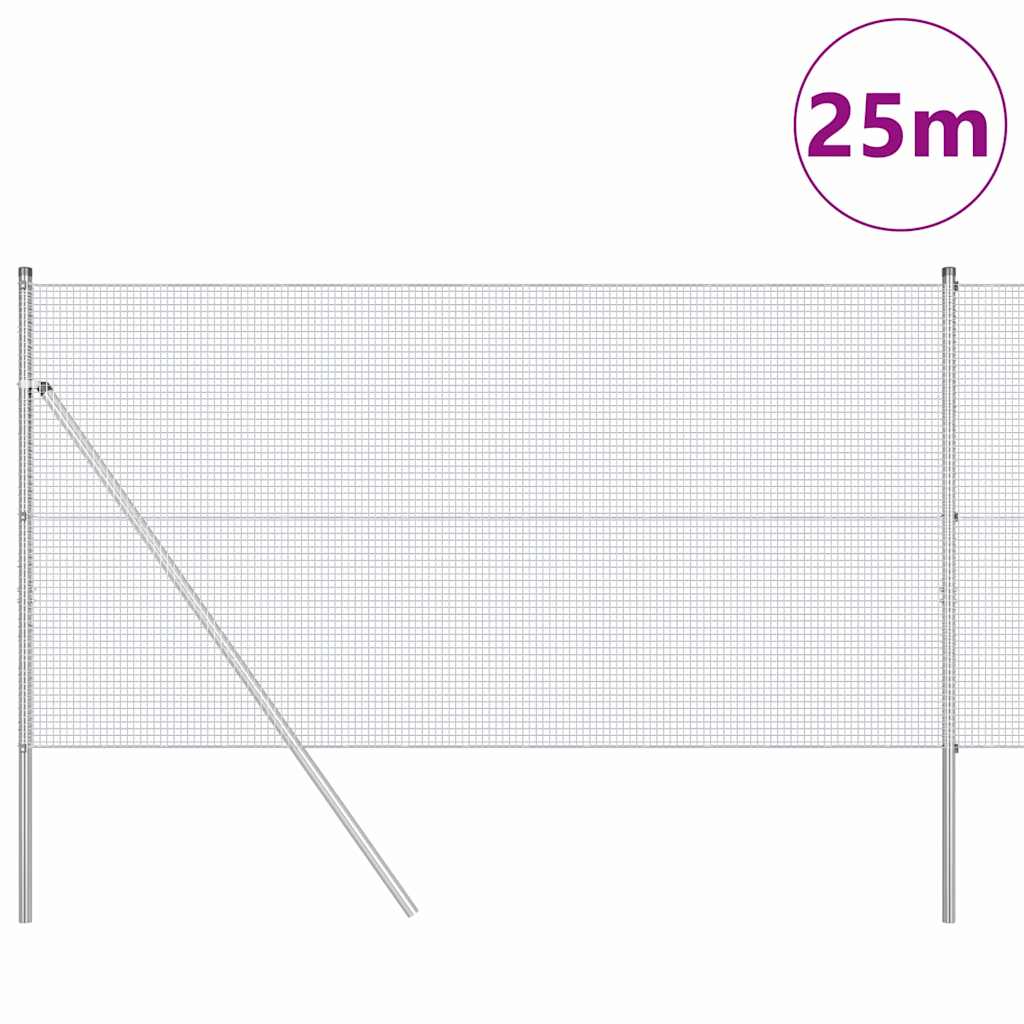 Kerítés oszlopokkal Ezüst 1.2 x 25 m Acél
