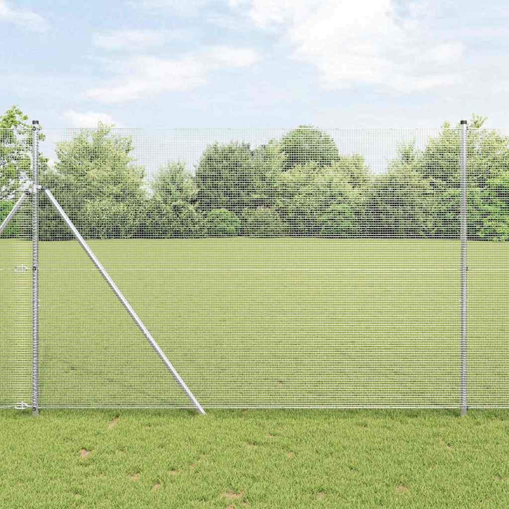 Kerítés oszlopokkal Ezüst 1.5 x 25 m Acél