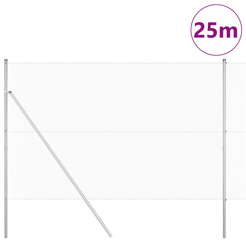 Kerítés oszlopokkal Ezüst 1.5 x 25 m Acél