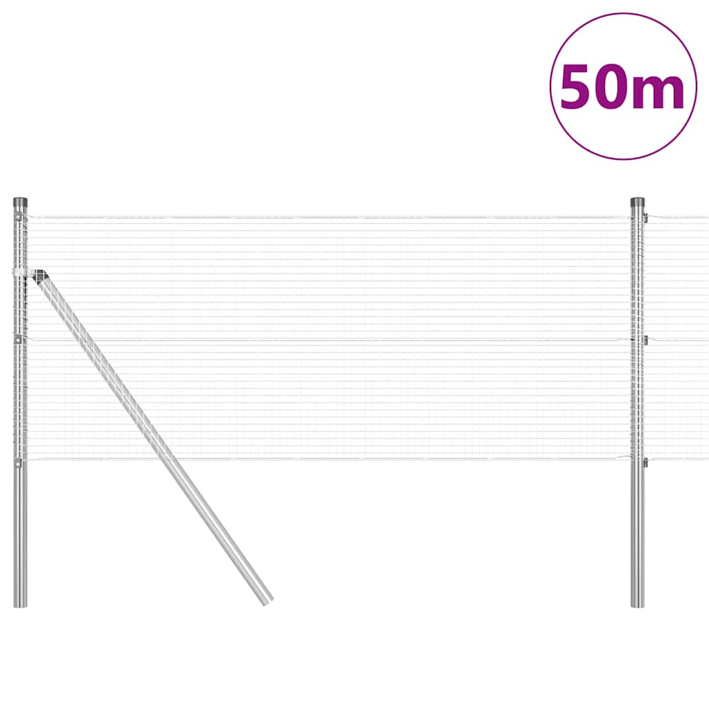 Kerítés oszlopokkal Ezüst 0.4 x 50 m Acél