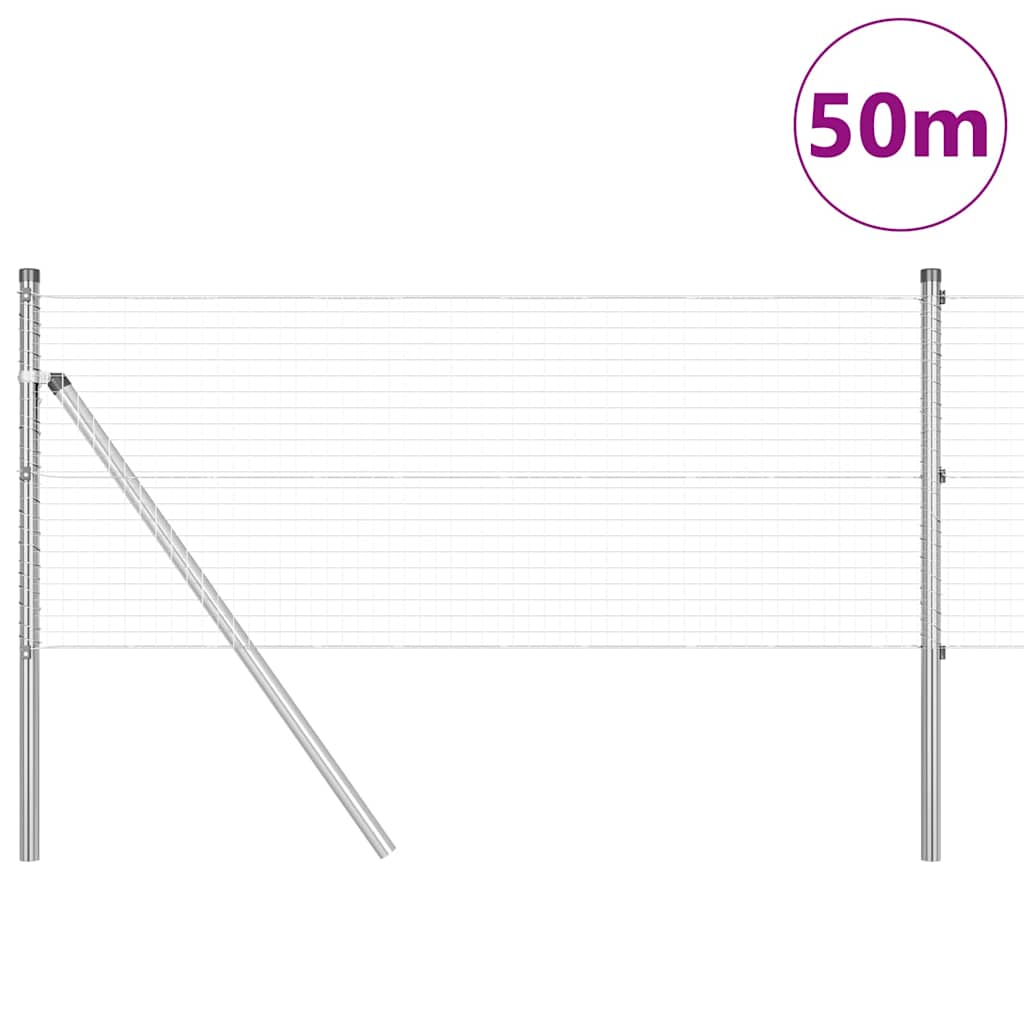 Kerítés oszlopokkal Ezüst 0.8 x 50 m Acél