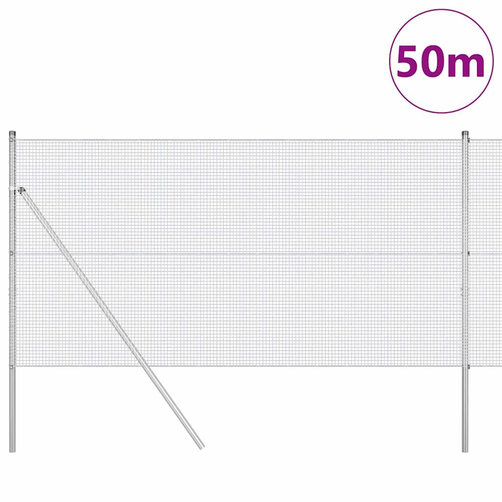 Kerítés oszlopokkal Ezüst 1.2 x 50 m Acél