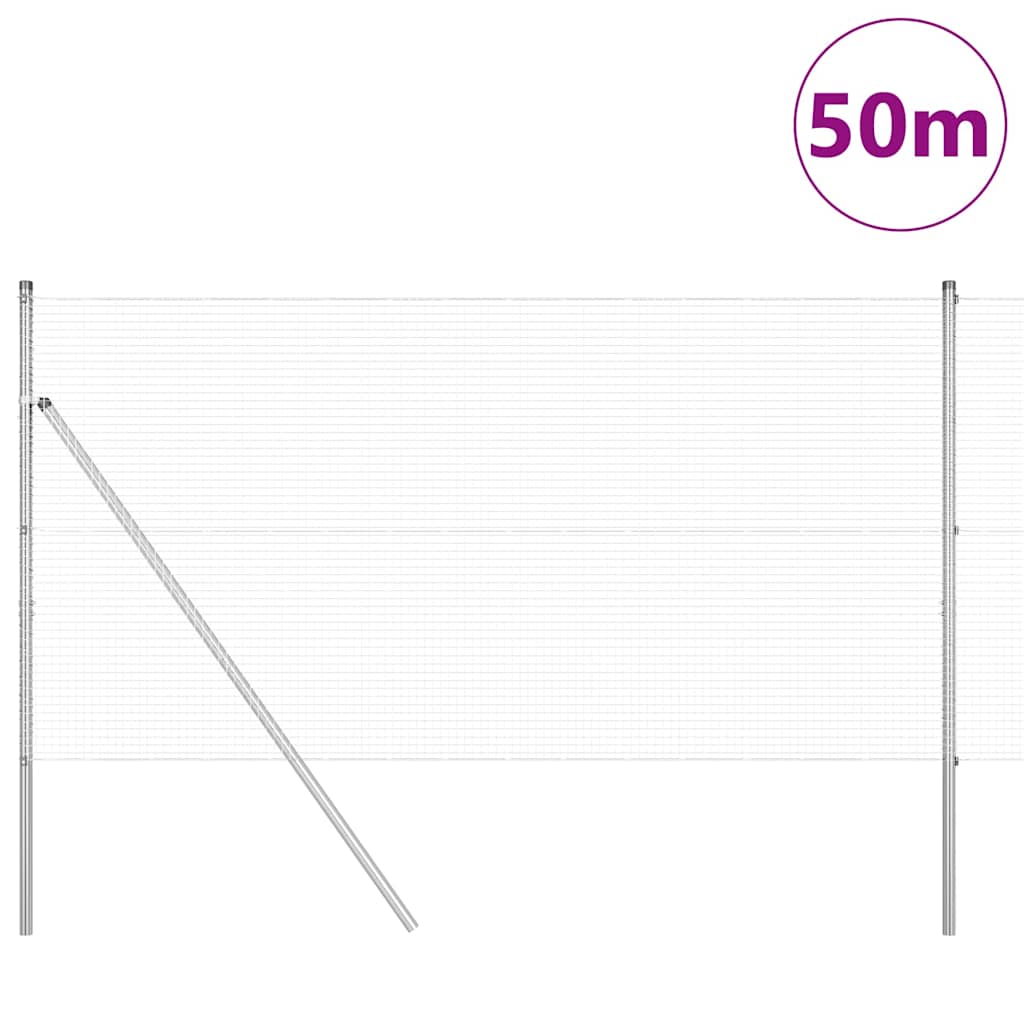 Kerítés oszlopokkal Ezüst 1.2 x 50 m Acél