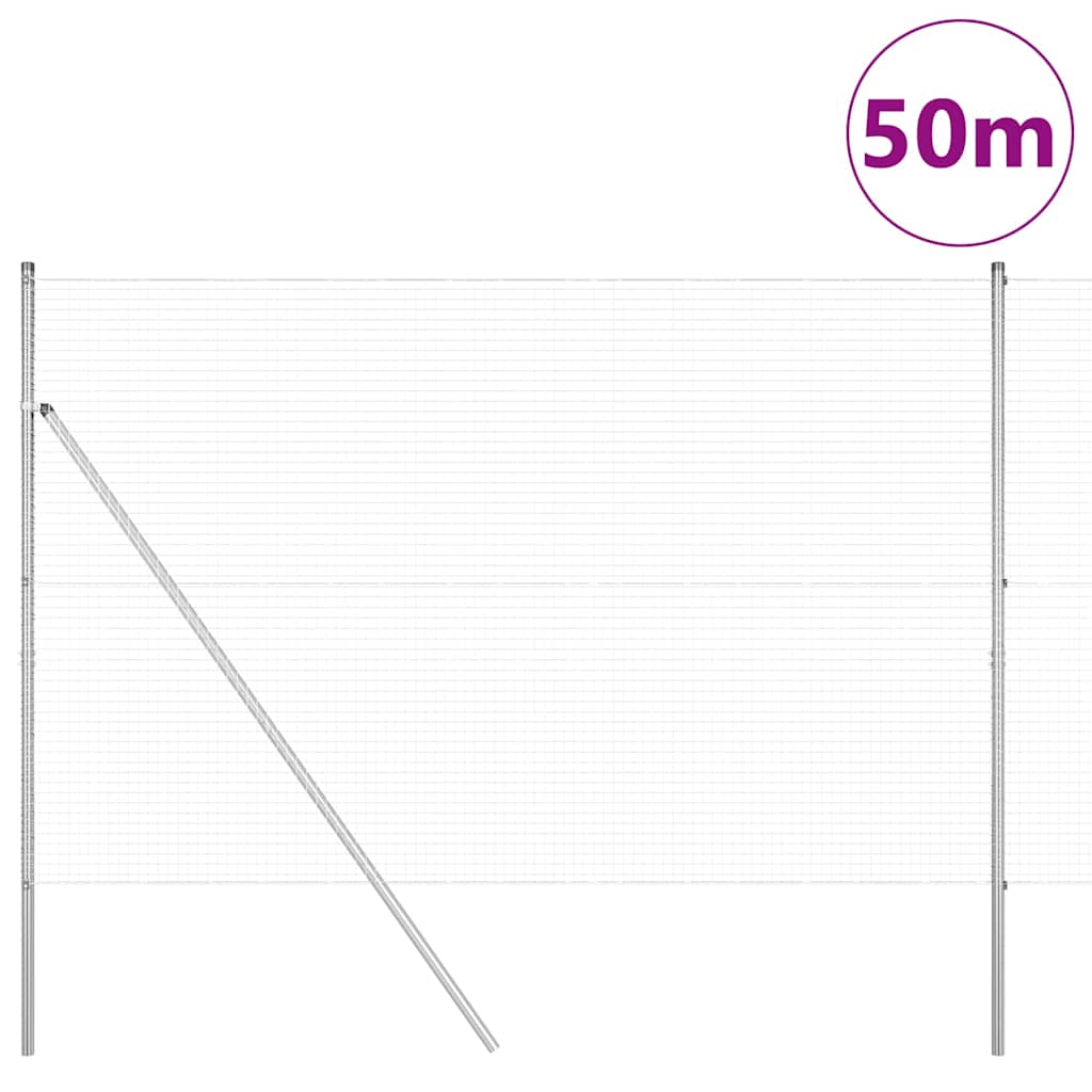 Kerítés oszlopokkal Ezüst 1.5 x 50 m Acél