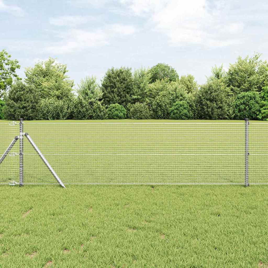 Kerítés oszlopokkal Ezüst 0.8 x 100 m Acél