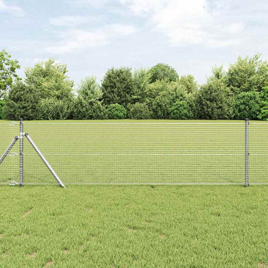 Kerítés oszlopokkal Ezüst 0.8 x 100 m Acél