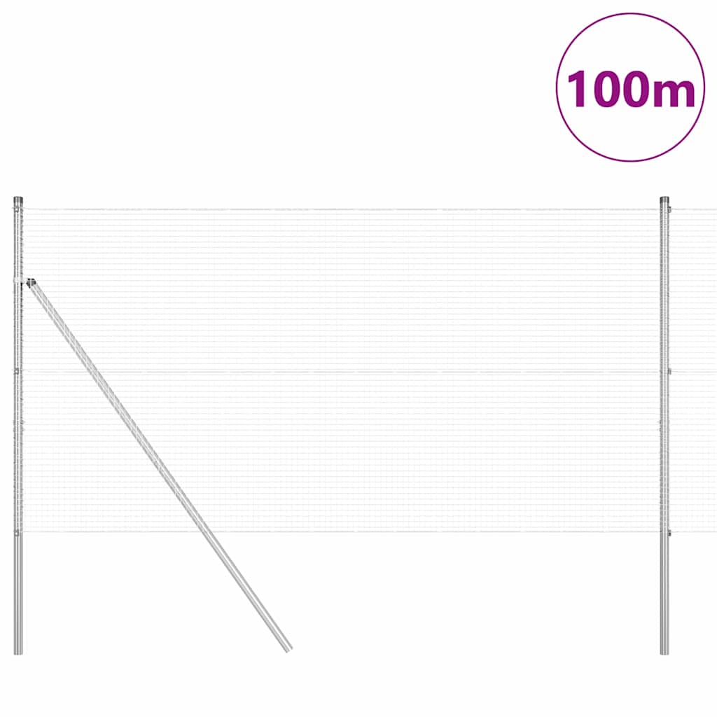 Kerítés oszlopokkal Ezüst 1 x 100 m Acél