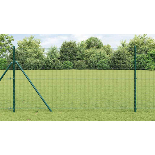 Kerítés oszlopokkal Zöld 1 x 10 m Acél