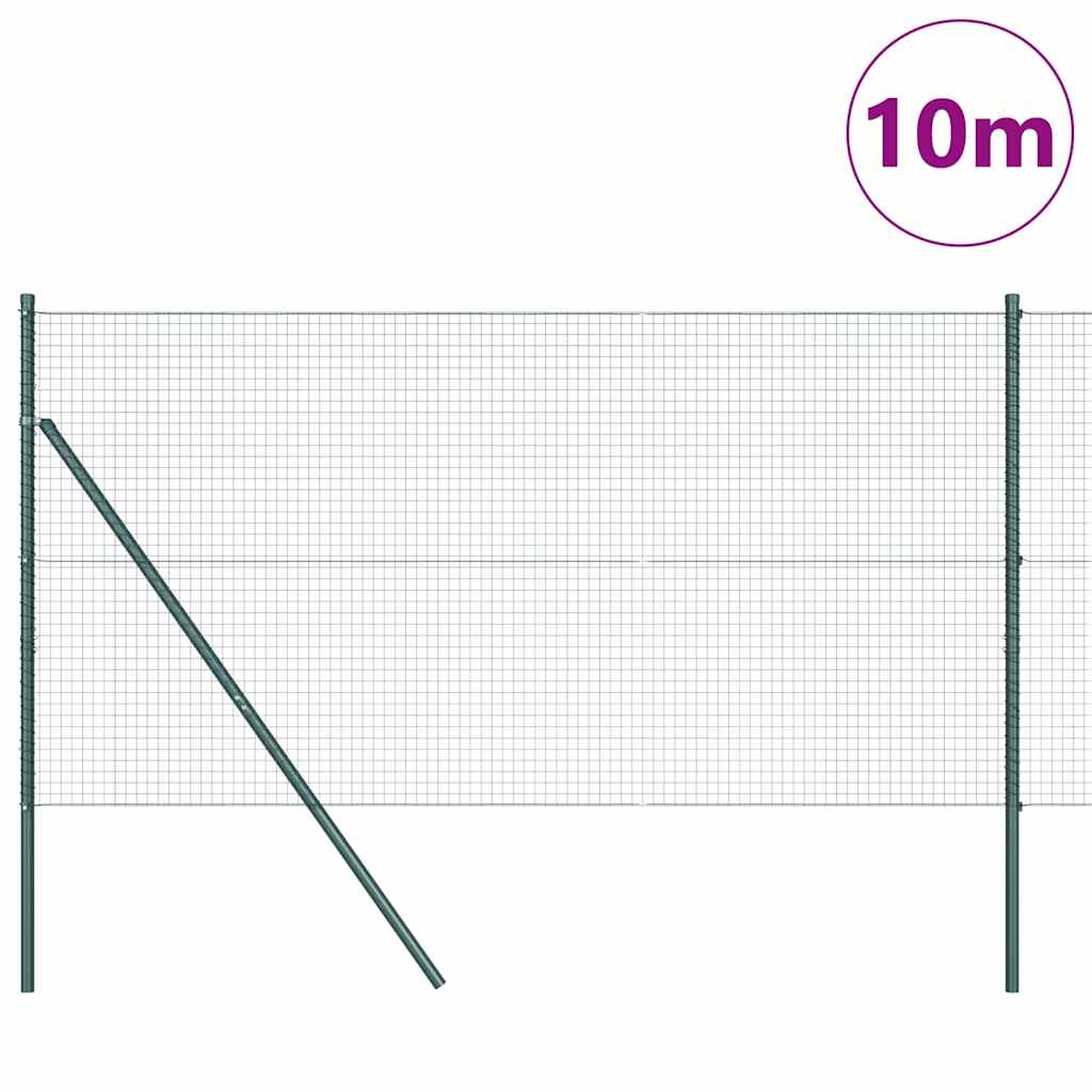 Kerítés oszlopokkal Zöld 1.2 x 10 m Acél