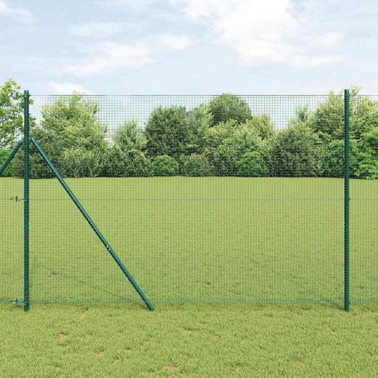 Kerítés oszlopokkal Zöld 1.5 x 25 m Acél