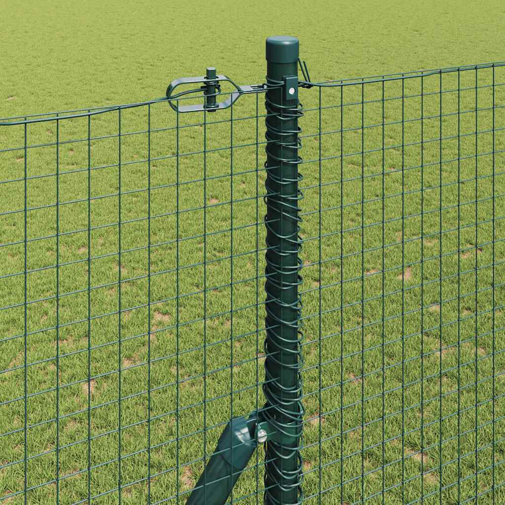 Kerítés oszlopokkal Zöld 1.5 x 25 m Acél