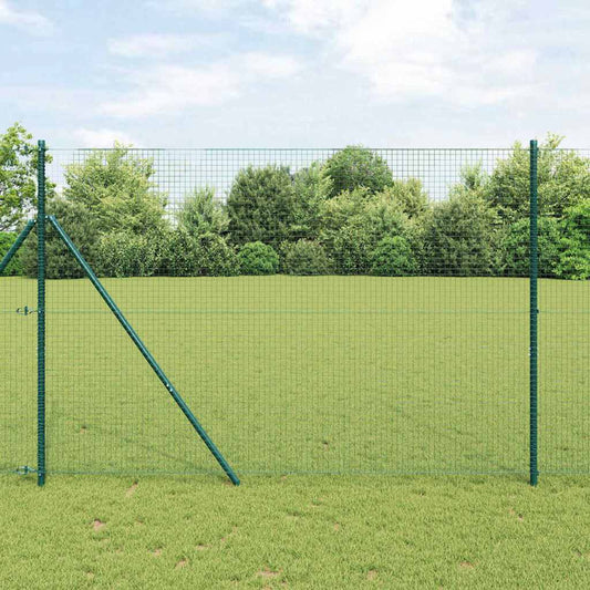Kerítés oszlopokkal Zöld 1.5 x 25 m Acél