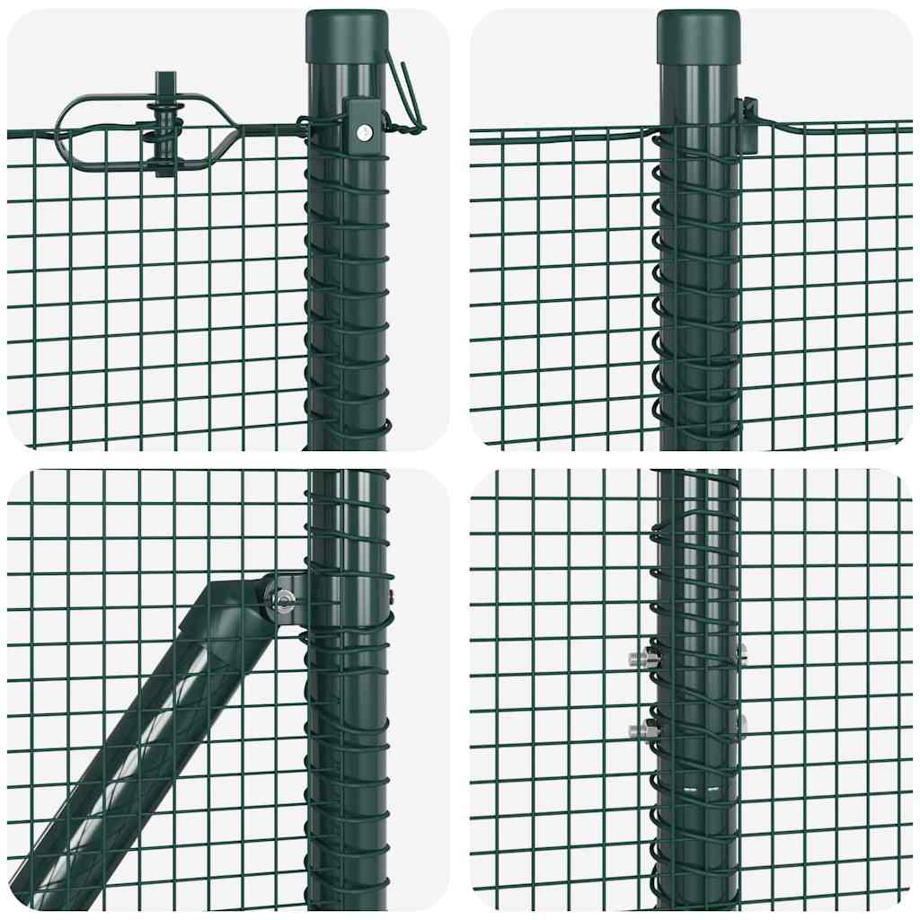 Kerítés oszlopokkal Zöld 1.6 x 25 m Acél