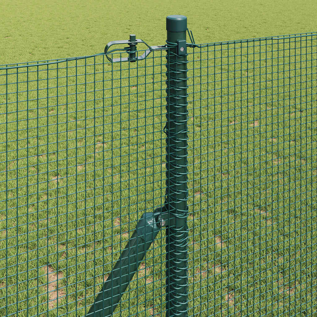 Kerítés oszlopokkal Zöld 1 x 50 m Acél