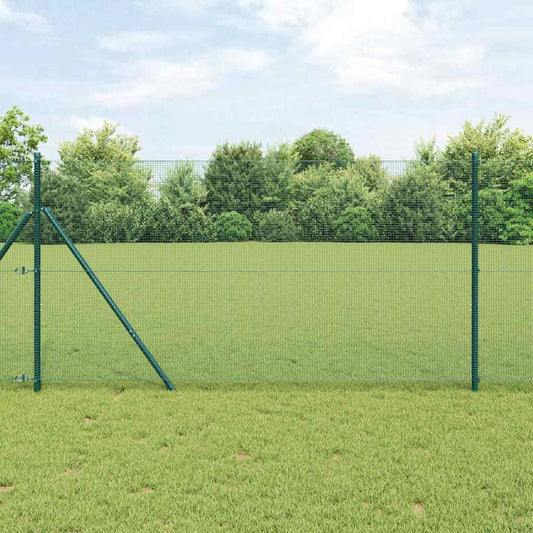 Kerítés oszlopokkal Zöld 1 x 50 m Acél