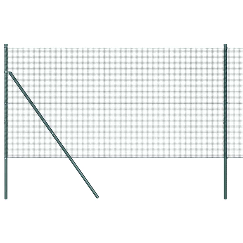 Kerítés oszlopokkal Zöld 1 x 50 m Acél