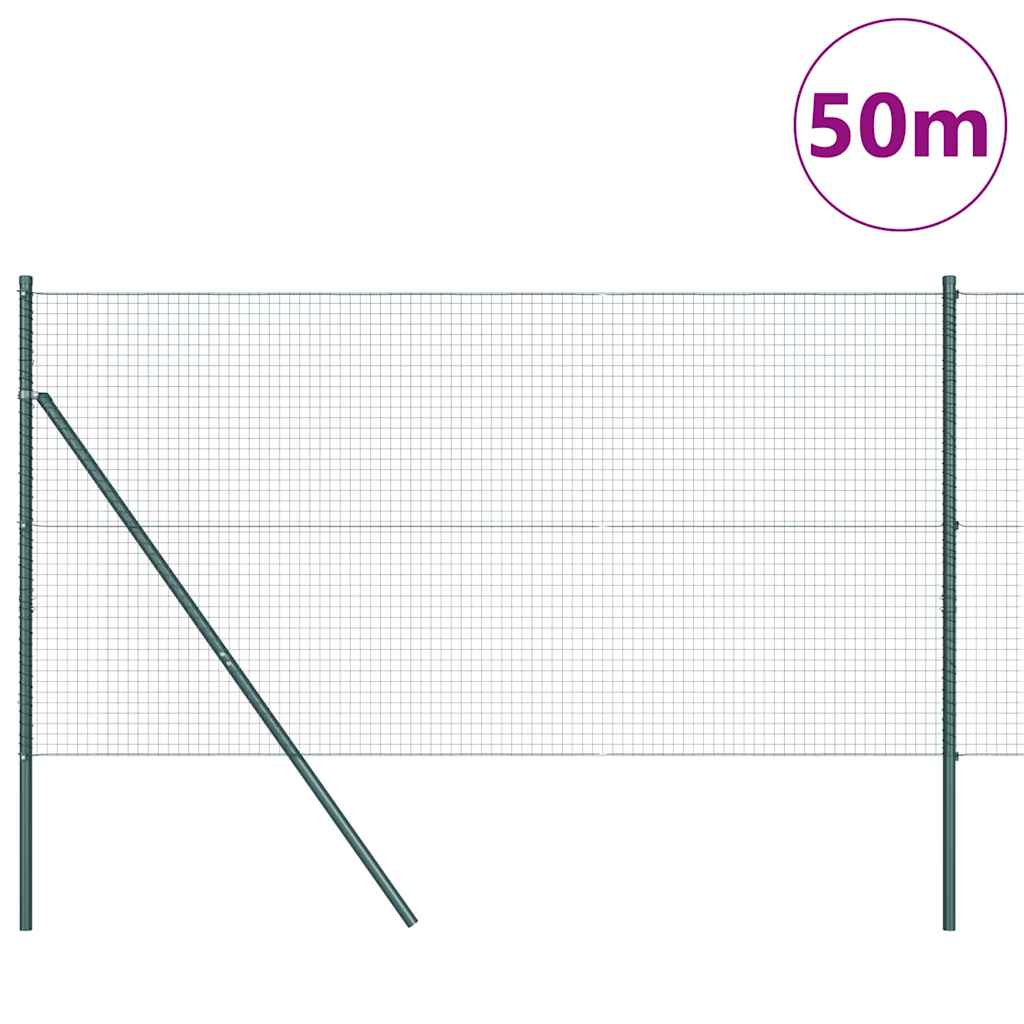 Kerítés oszlopokkal Zöld 1.2 x 50 m Acél