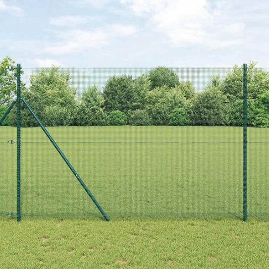 Kerítés oszlopokkal Zöld 1.4 x 50 m Acél