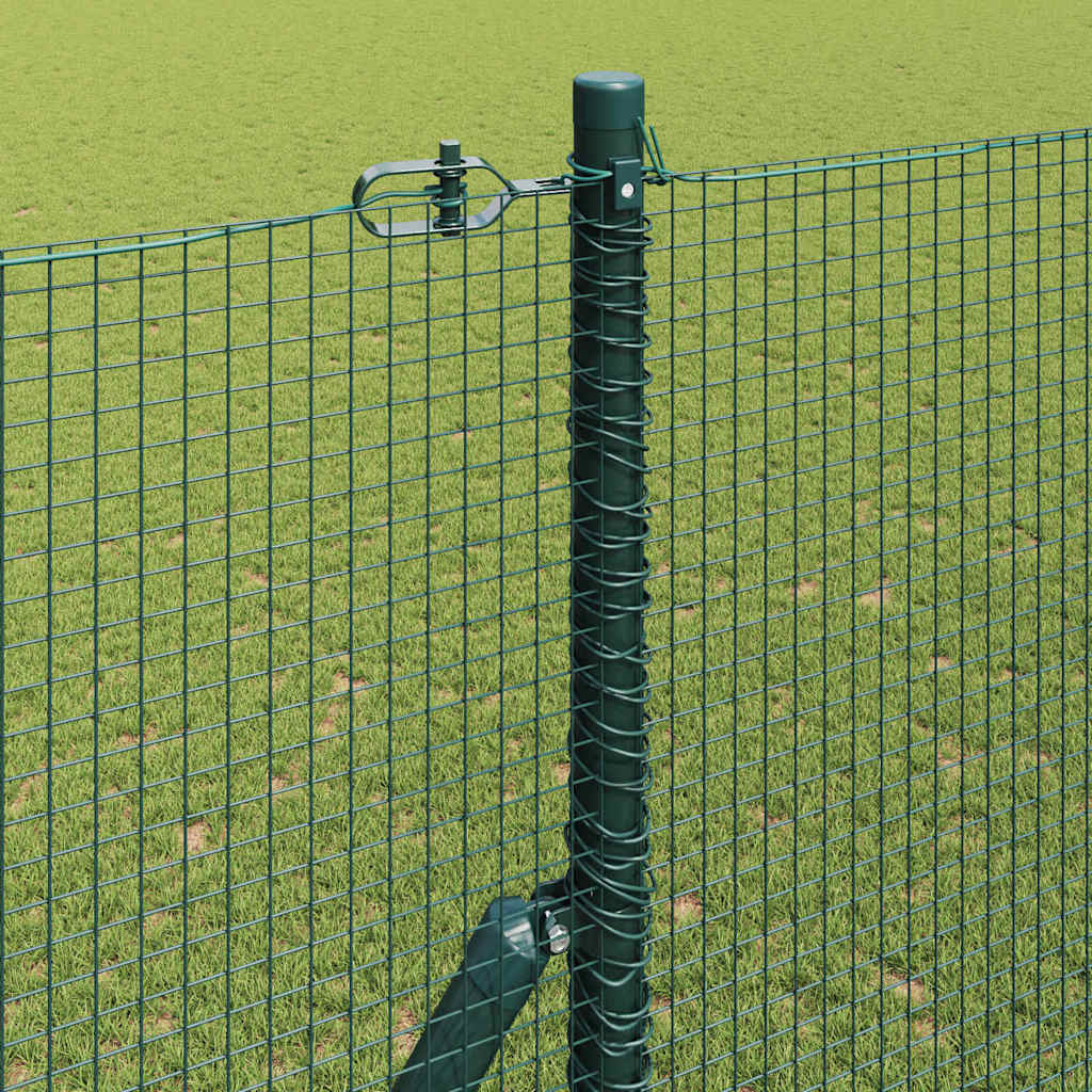 Kerítés oszlopokkal Zöld 1.5 x 50 m Acél