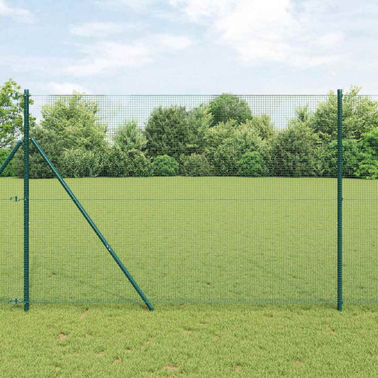 Kerítés oszlopokkal Zöld 1.5 x 50 m Acél