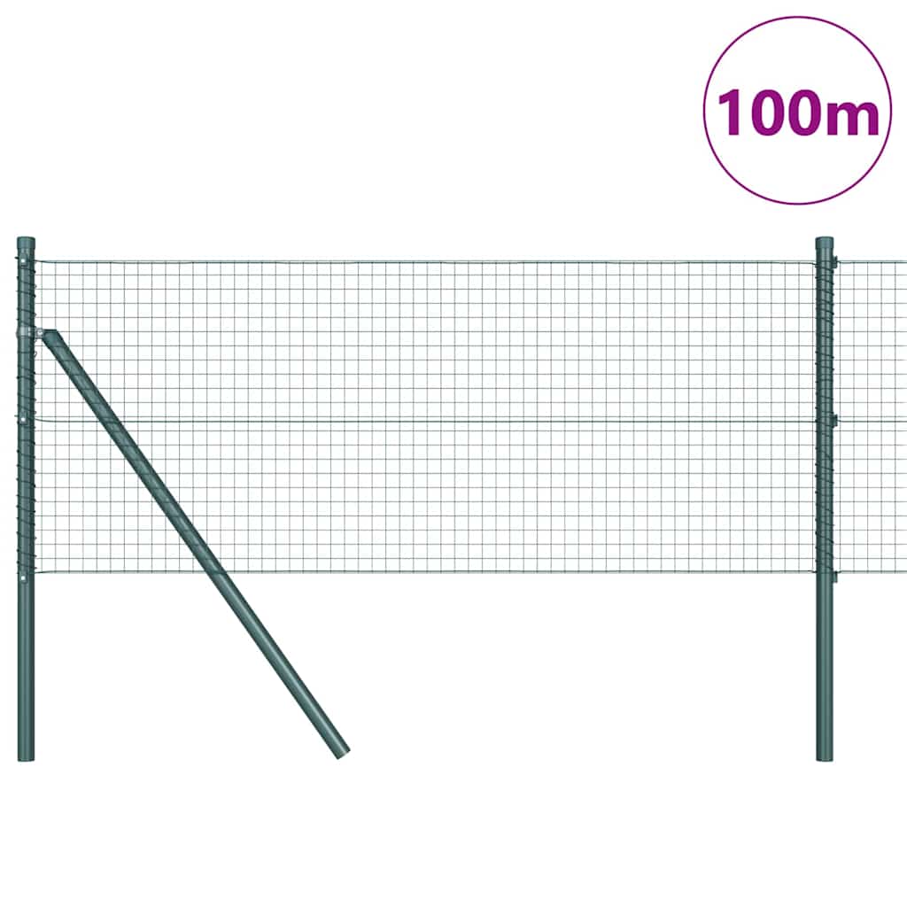 Kerítés oszlopokkal Zöld 0.4 x 100 m Acél