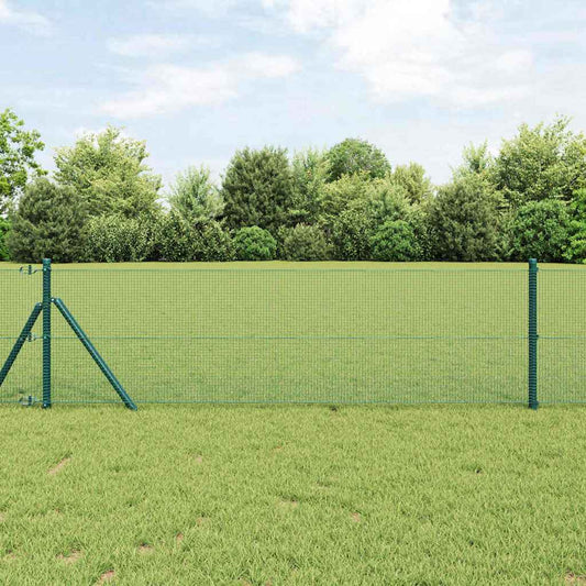 Kerítés oszlopokkal Zöld 0.5 x 100 m Acél