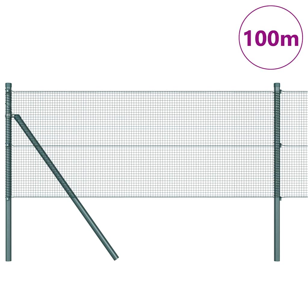 Kerítés oszlopokkal Zöld 0.5 x 100 m Acél