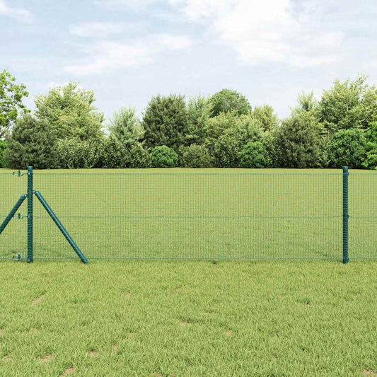 Kerítés oszlopokkal Zöld 0.8 x 100 m Acél