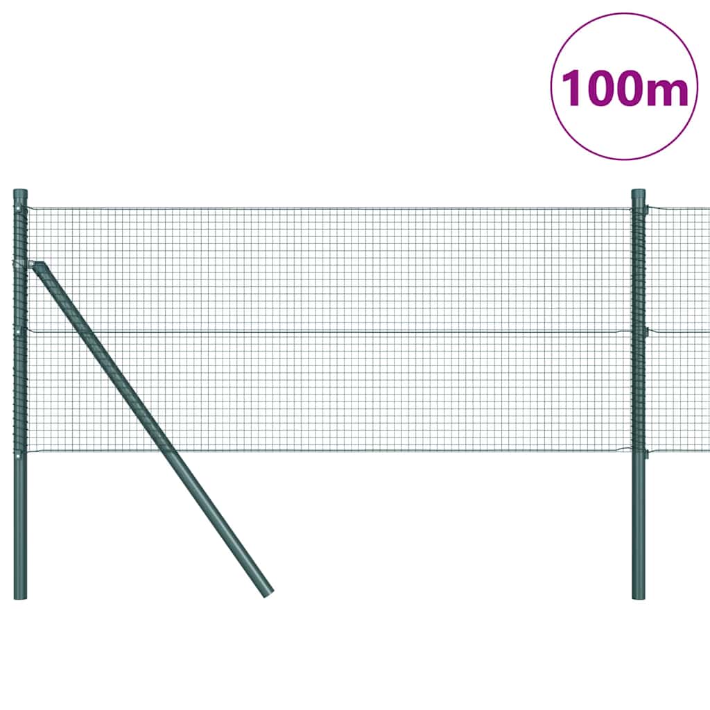 Kerítés oszlopokkal Zöld 0.8 x 100 m Acél
