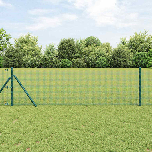 Kerítés oszlopokkal Zöld 0.8 x 100 m Acél