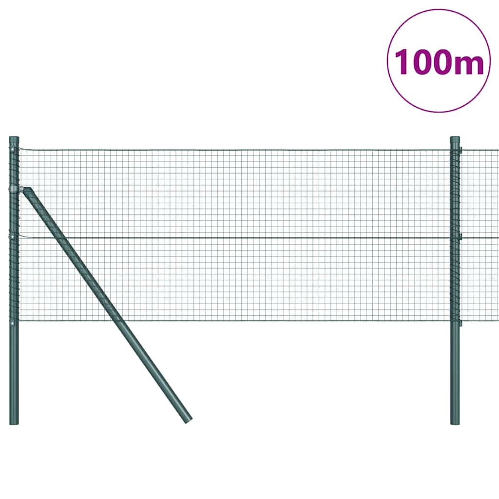 Kerítés oszlopokkal Zöld 0.8 x 100 m Acél