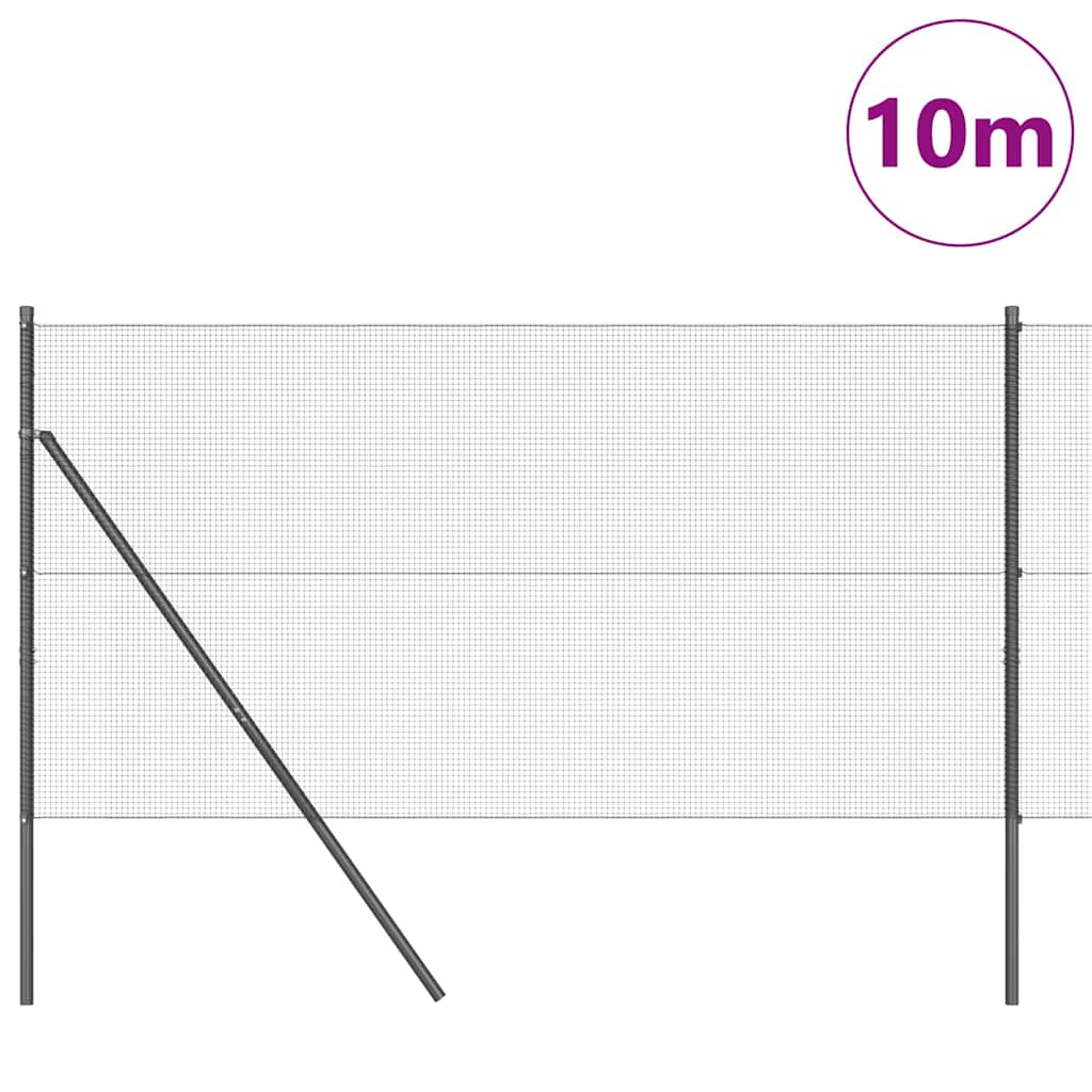 Kerítés oszlopokkal Szürke 1 x 10 m Acél