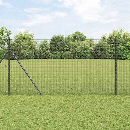 Kerítés oszlopokkal Szürke 1.2 x 10 m Acél