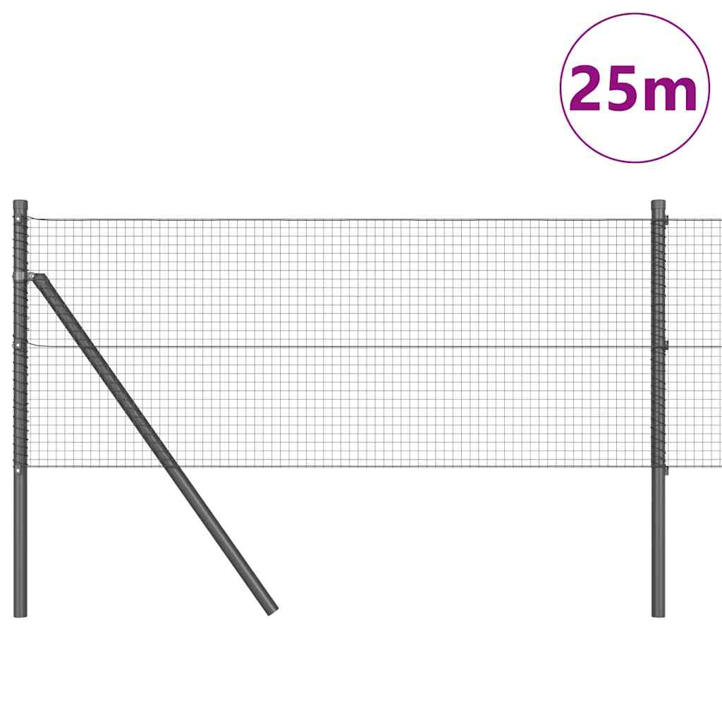 Kerítés oszlopokkal Szürke 0,6 x 25 m Acél