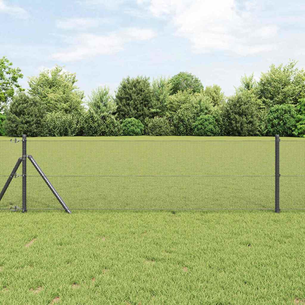 Kerítés oszlopokkal Szürke 0.8 x 25 m Acél