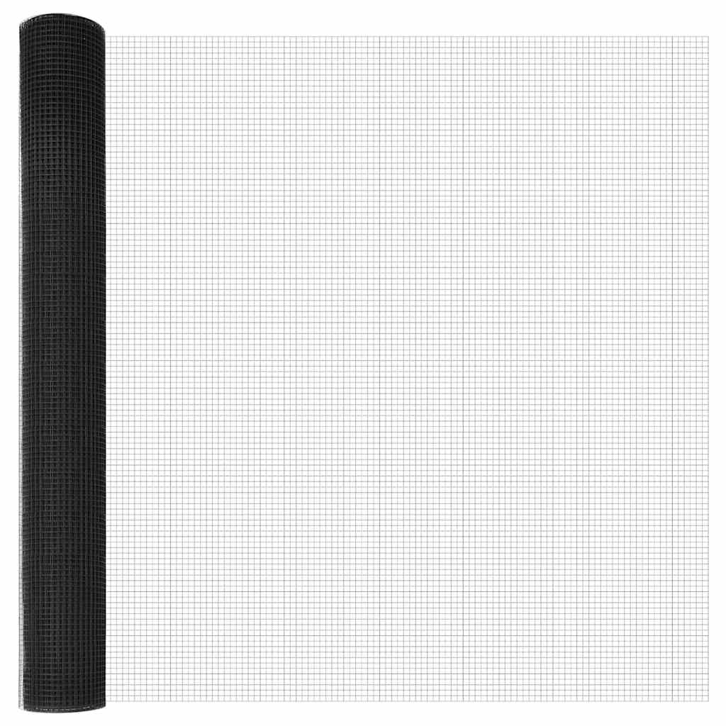 Kerítés oszlopokkal Szürke 1 x 25 m Acél