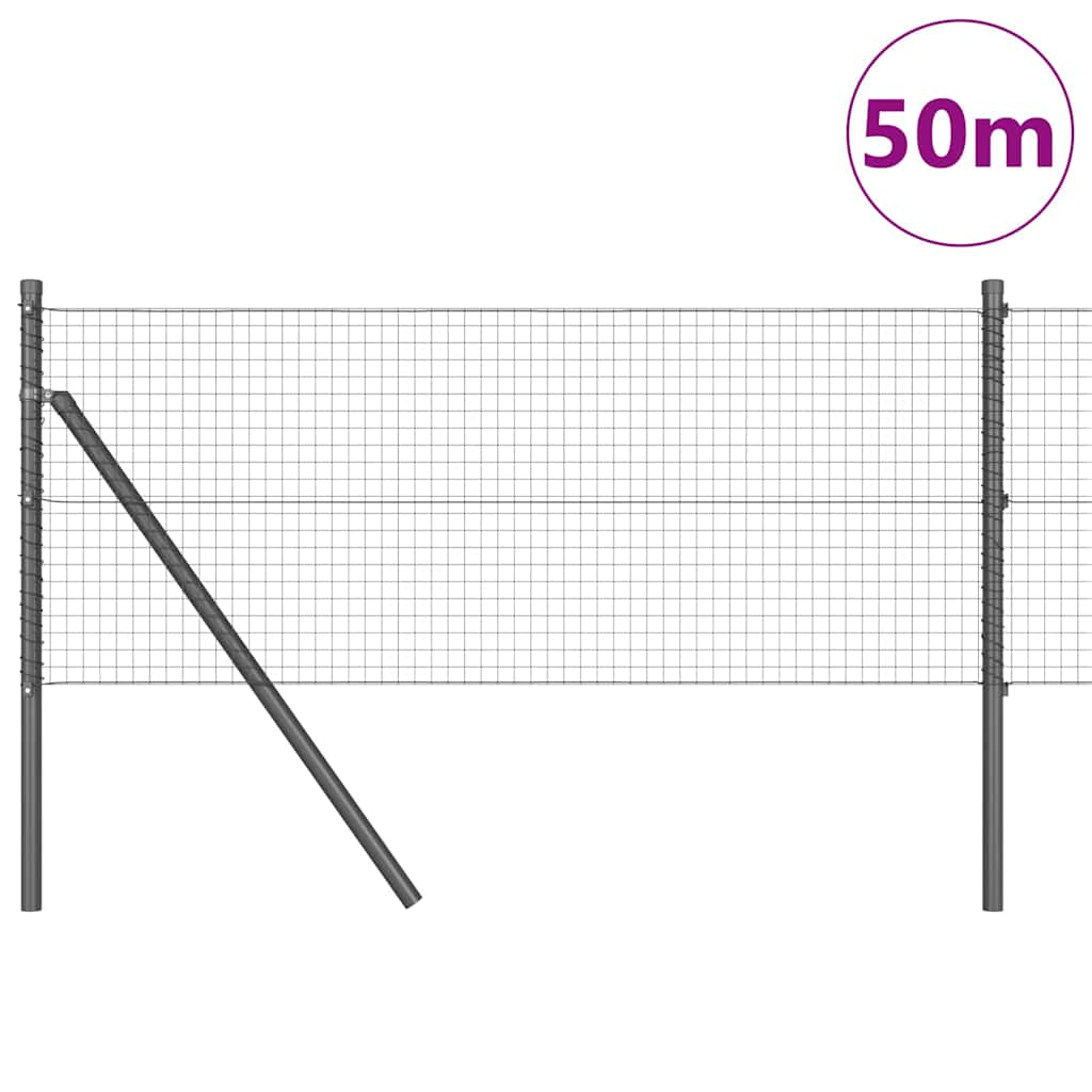 Kerítés oszlopokkal Szürke 0.5 x 50 m Acél