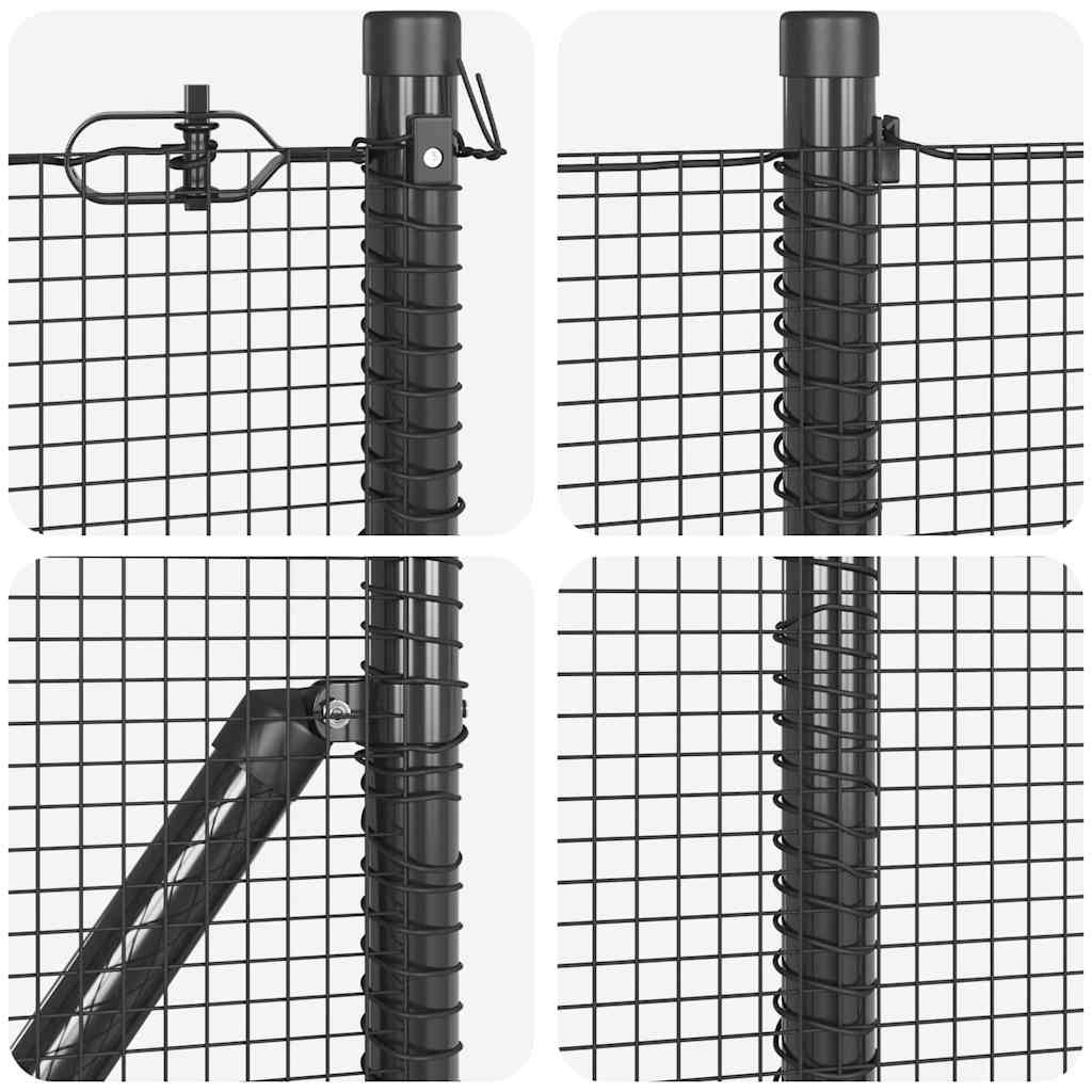 Kerítés oszlopokkal Szürke 0.8 x 50 m Acél