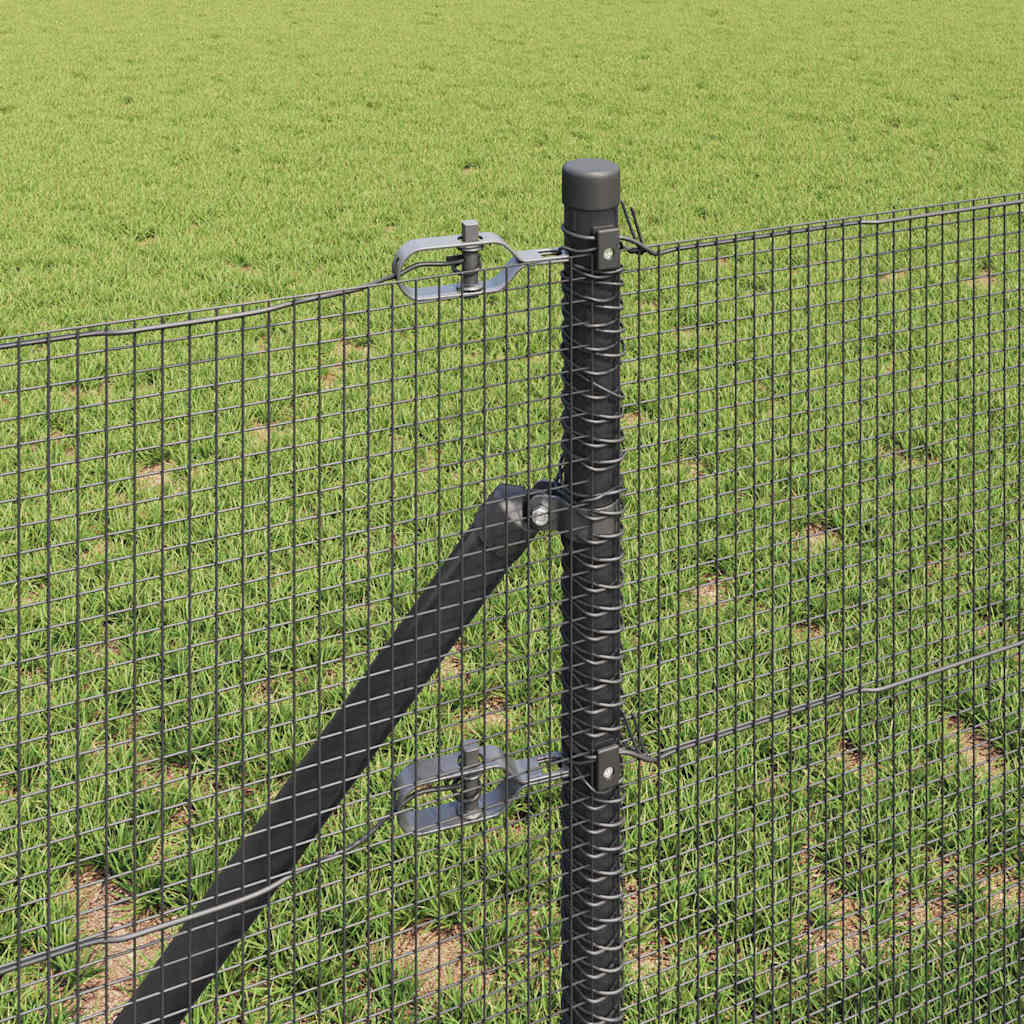 Kerítés oszlopokkal Szürke 0.8 x 50 m Acél