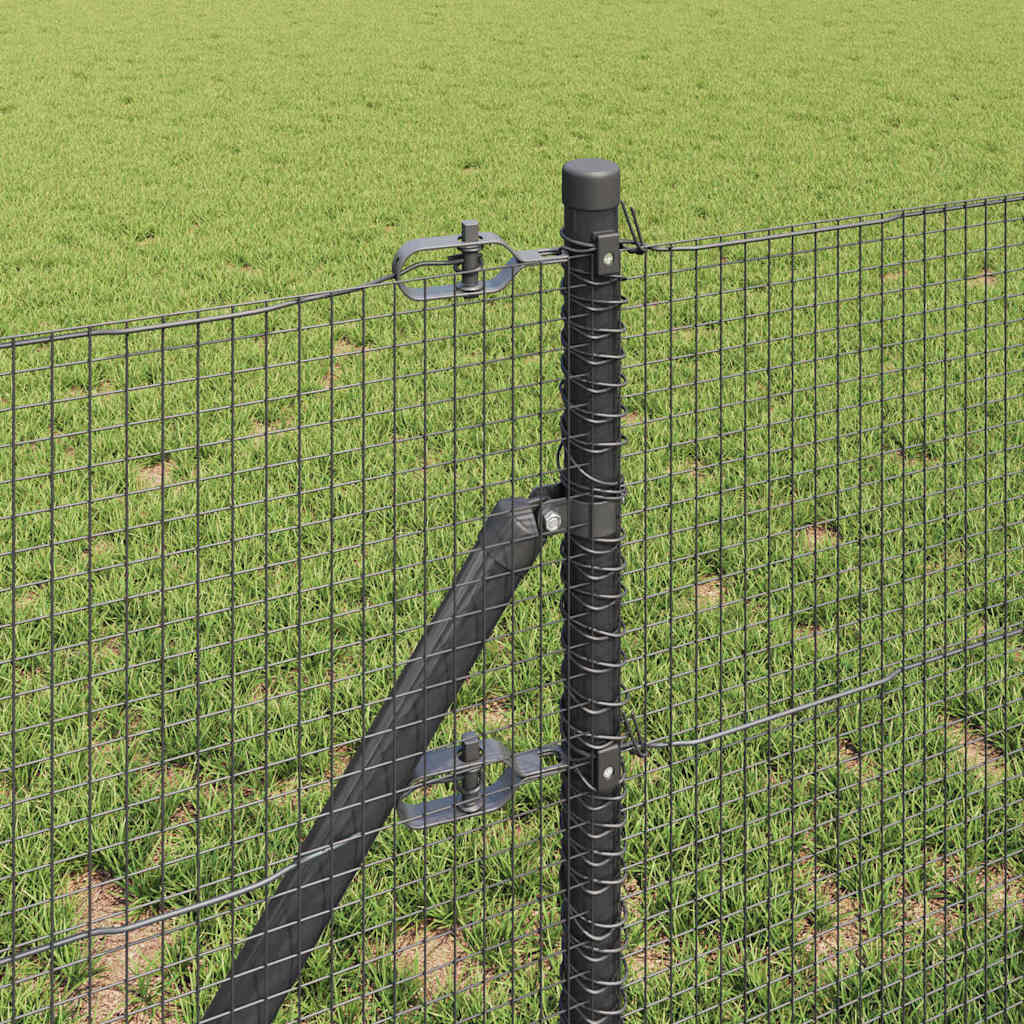 Kerítés oszlopokkal Szürke 0.8 x 50 m Acél