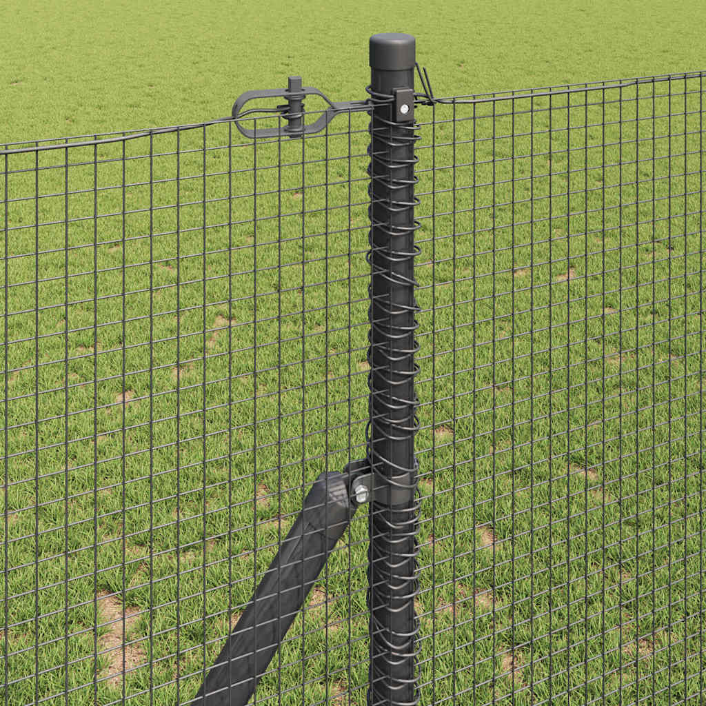 Kerítés oszlopokkal Szürke 1 x 50 m Acél