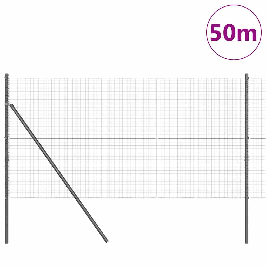 Kerítés oszlopokkal Szürke 1.2 x 50 m Acél
