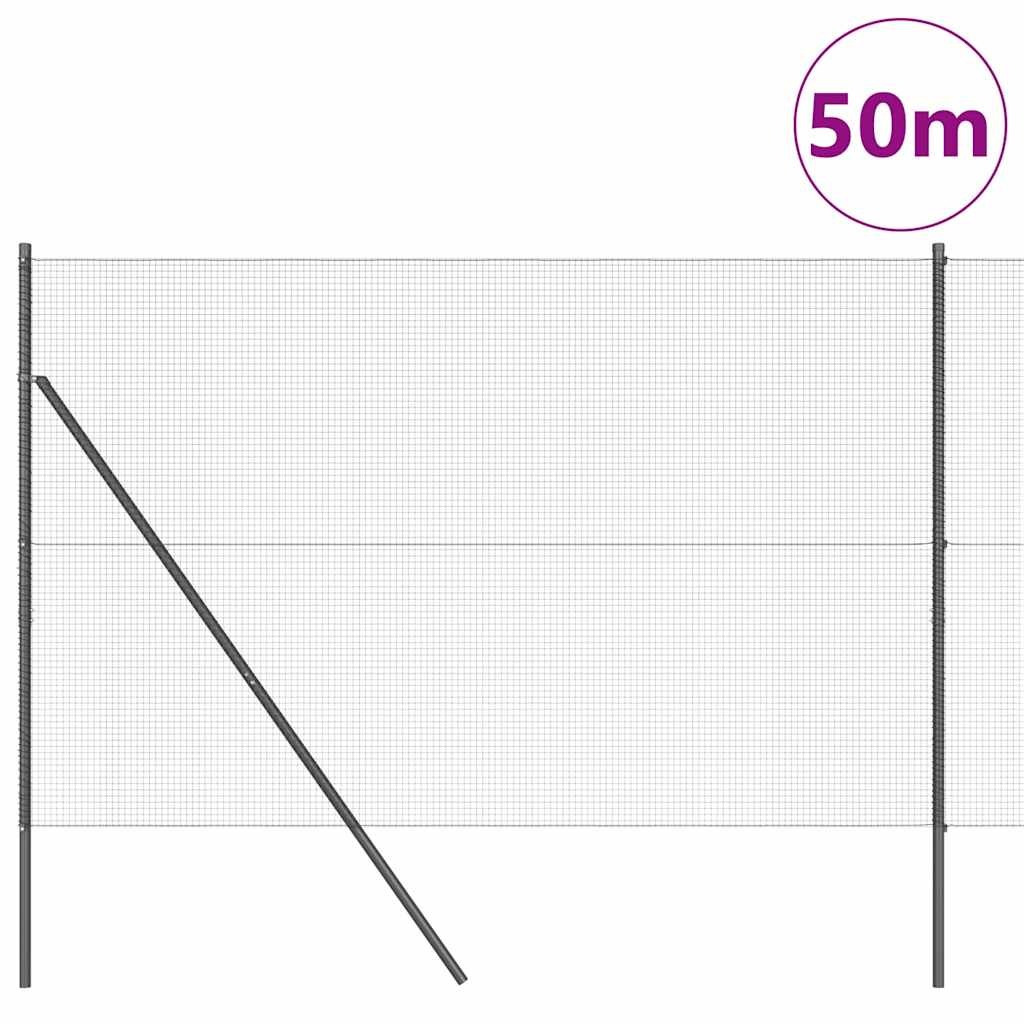 Kerítés oszlopokkal Szürke 1.4 x 50 m Acél