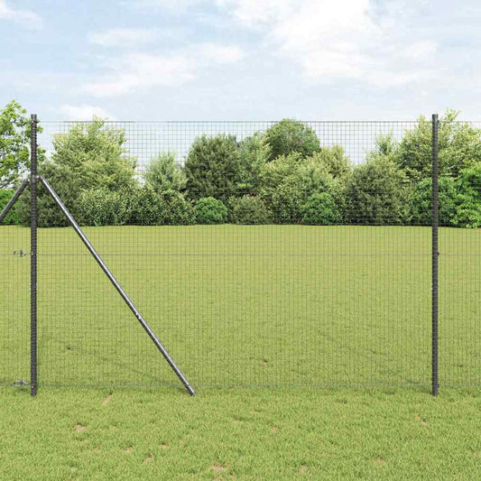 Kerítés oszlopokkal Szürke 1.4 x 50 m Acél