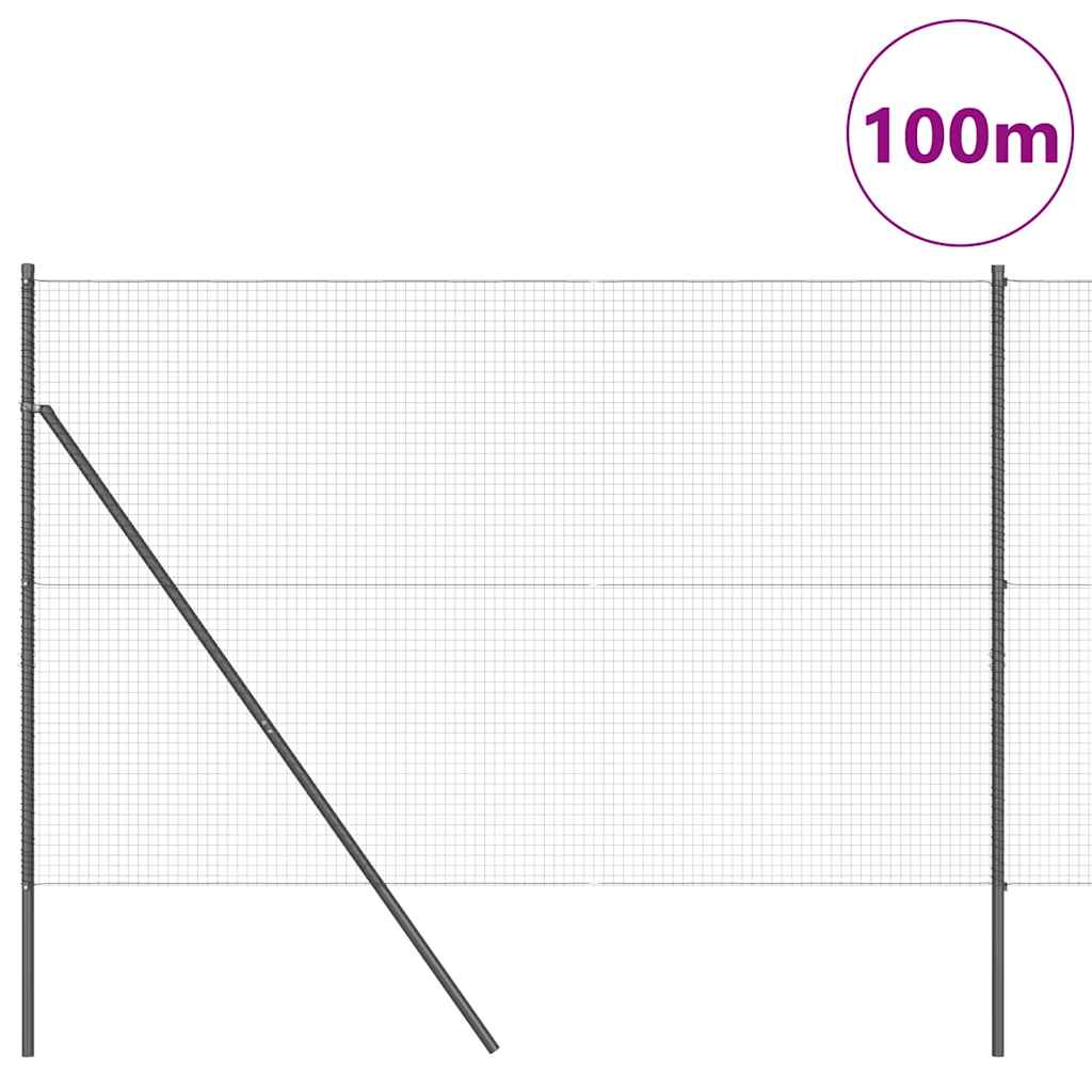 Kerítés oszlopokkal Szürke 1.4 x 50 m Acél